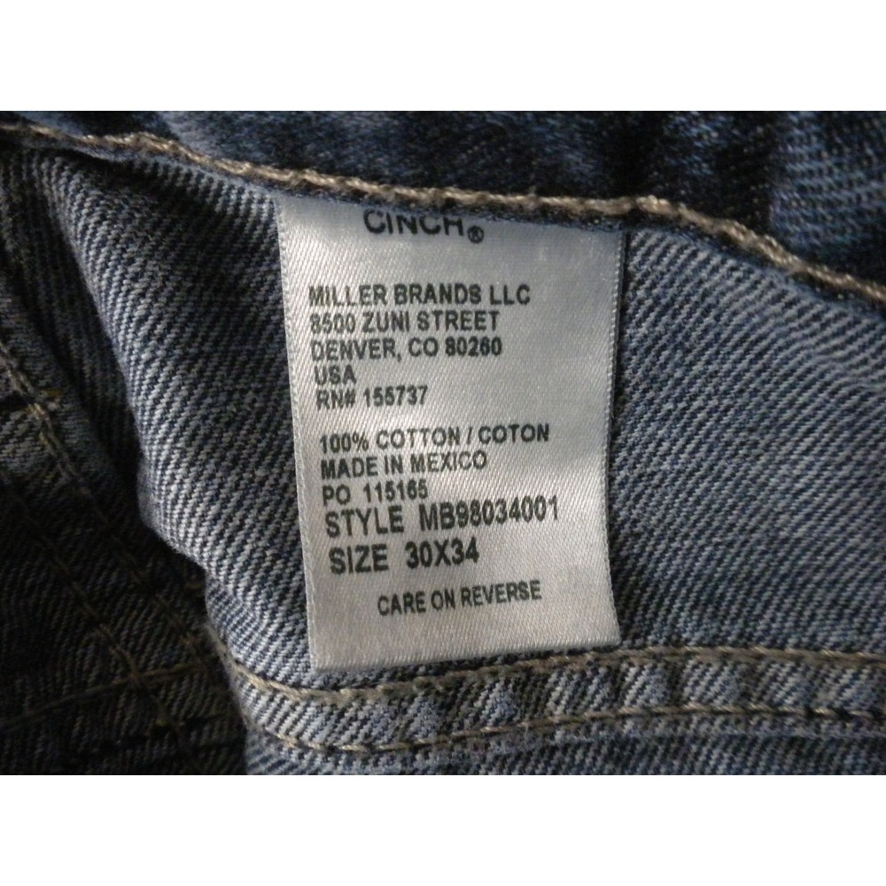 Cinch Jeans Mens 30x34 Blue Denim Silver Label Slim Straight Cowboy Western - Picture 8 of 12